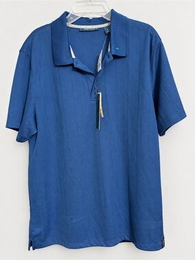 NWT Perry Ellis Men’s Blue Textured Short Sleeve Polo Shirt Size M